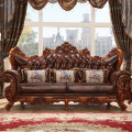 brown leather solid oak wood European sofas